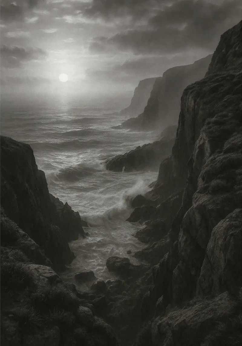 vue de la côte photographie en noir et blanc toile avec Caisse américaine de roosses
