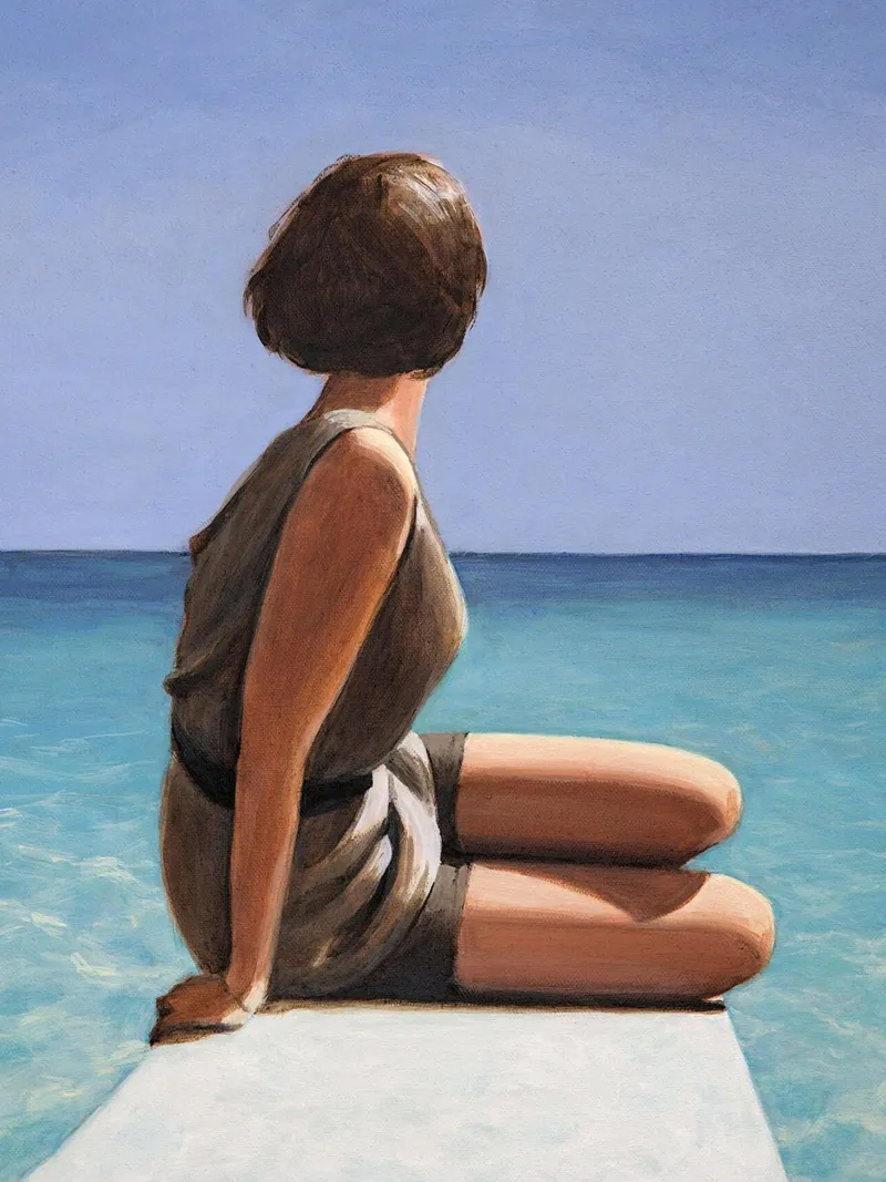 Vista mare poster con telaio in alluminio da Wallace