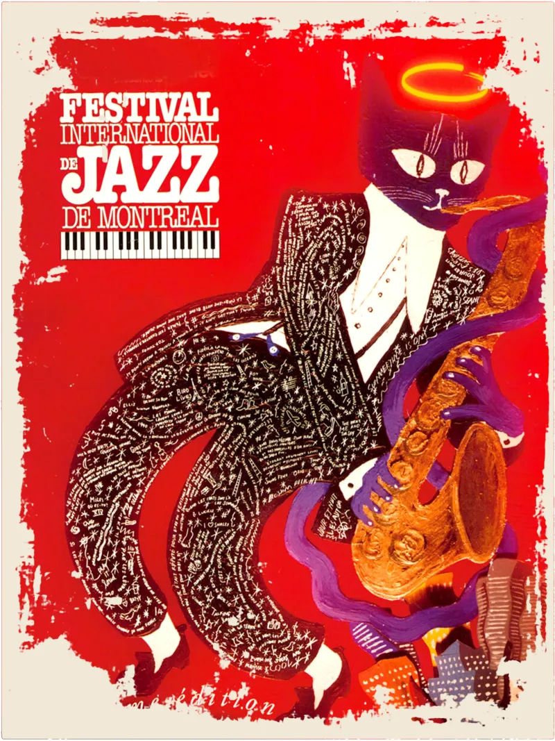 Cat In A Suit - Festival Jazz tela con Cornice a cassetta da igoshartwrks