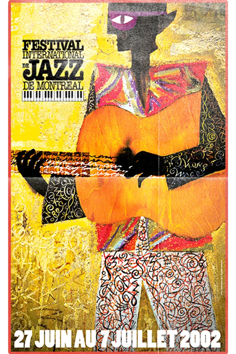 Suonare la chitarra in un festival jazz vintage tela con Cornice a cassetta da igoshartwrks
