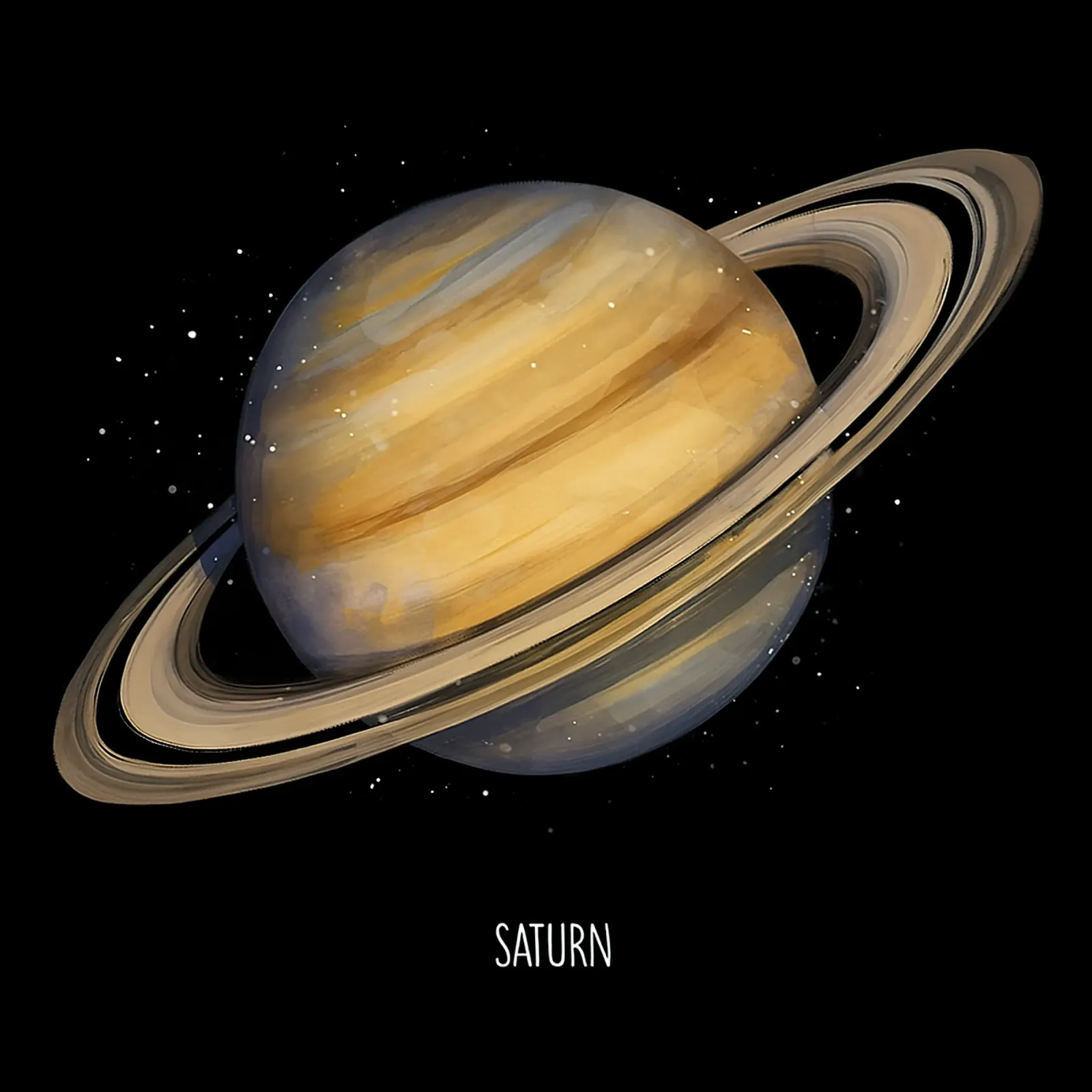 Artistic Saturn with Vibrant Rings canvas met Baklijst van BadrBrand