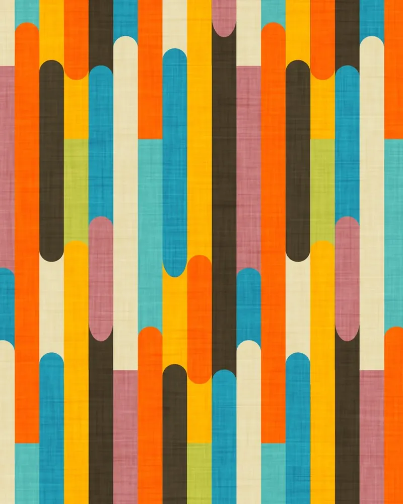 Retro Color Block Popsicle Sticks Orange canvas by susanacosta