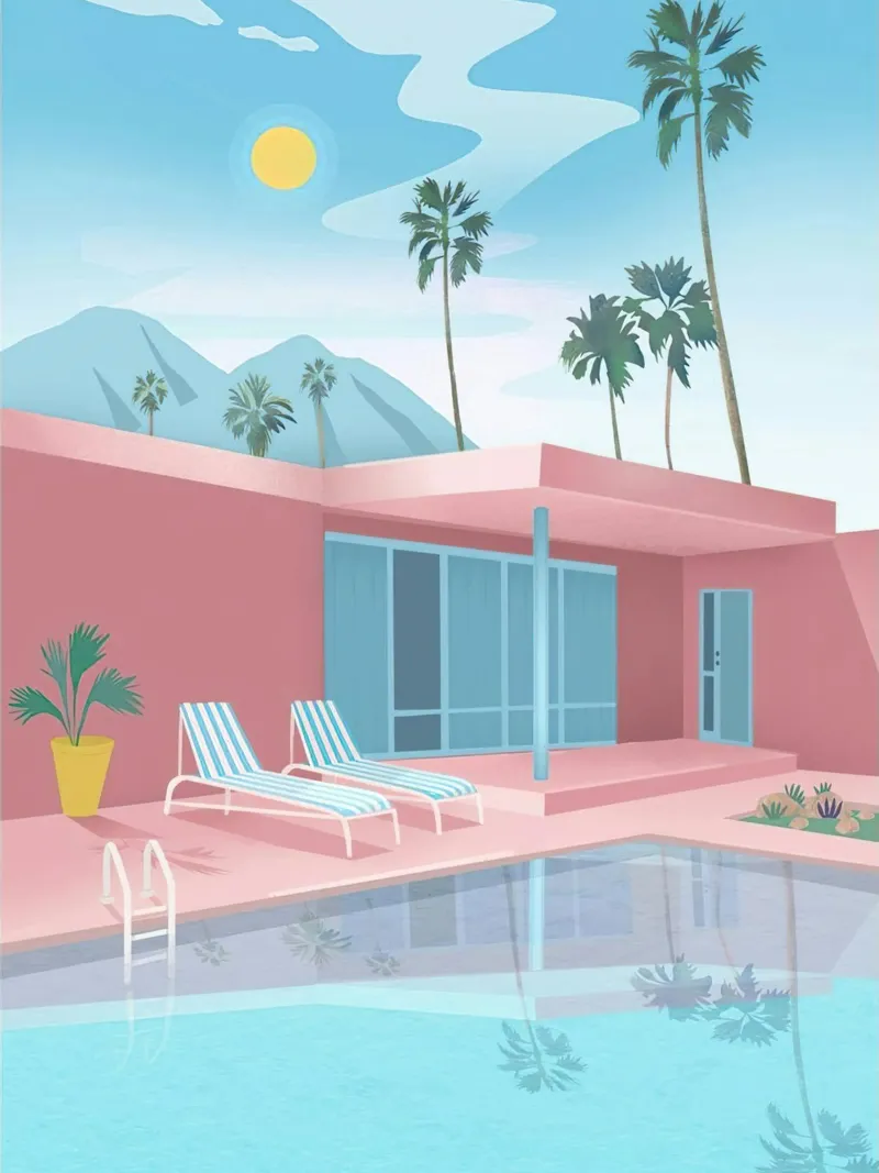 Swimming Pool With Mountain View poster da lennytravers