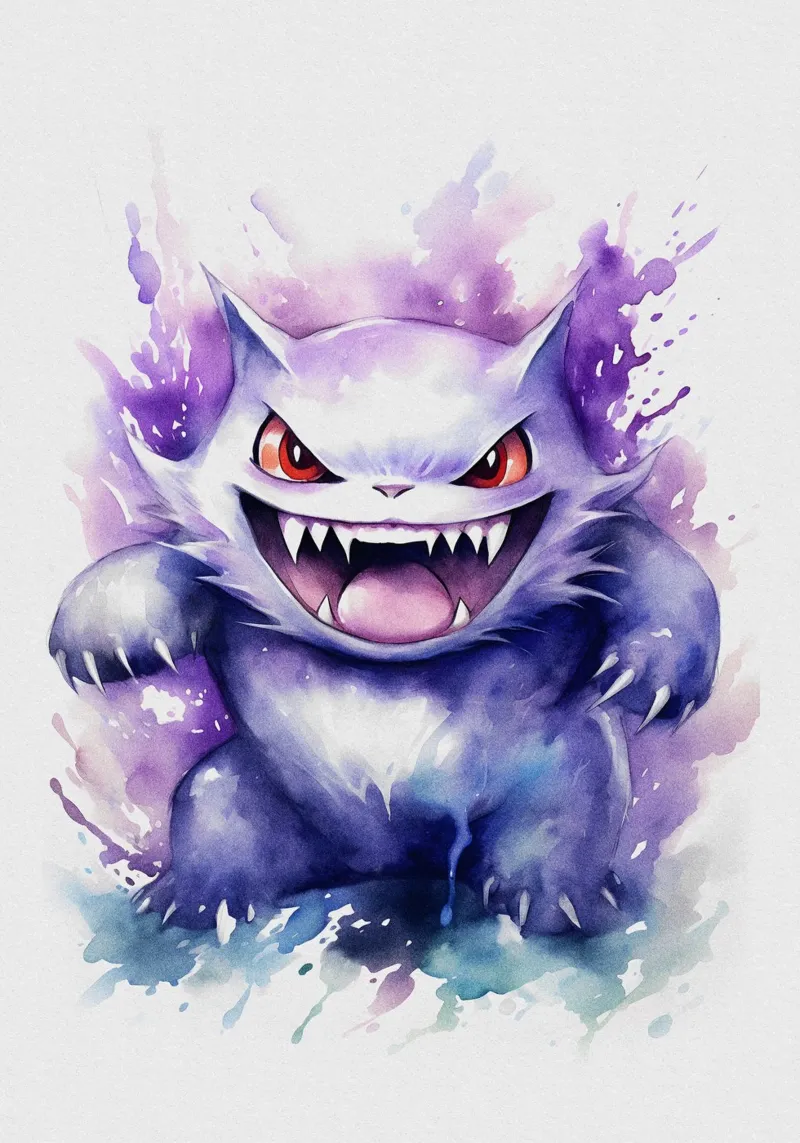 Gengar Pokemon Watercolor pellicola backlit da CreativeStudio