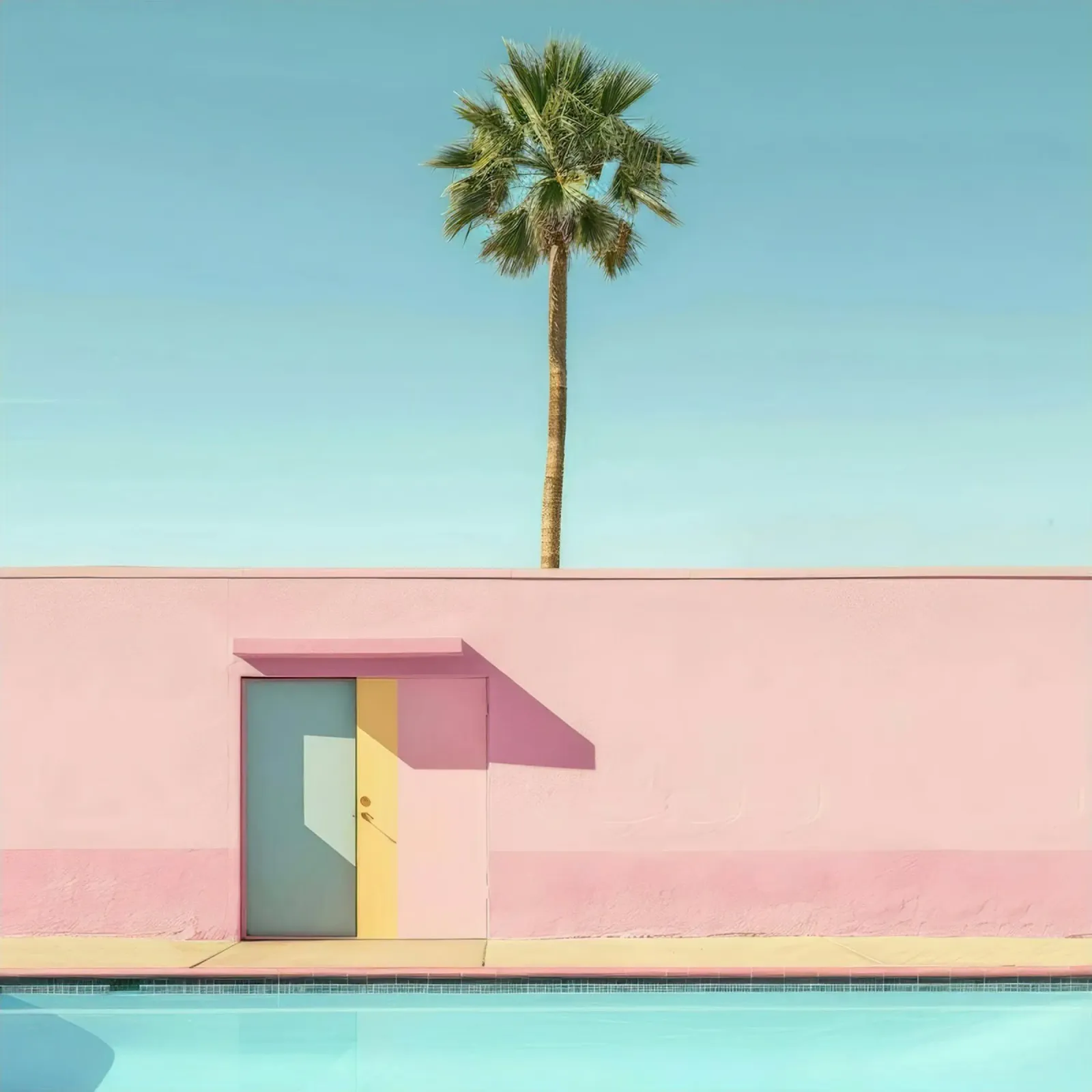 Pink House In Palm Springs tela con Cornice a cassetta da Leonard Barreiro