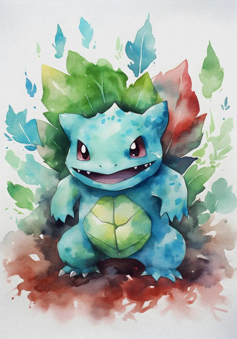 Ivysaur Pokemon Watercolor pellicola backlit da CreativeStudio