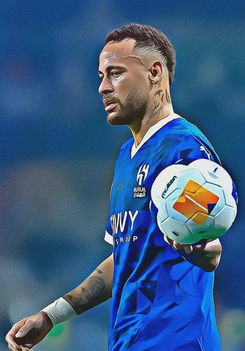 Neymar Jr Controllo di palla Maglia blu Poster d'arte digitale poster da ArdanART