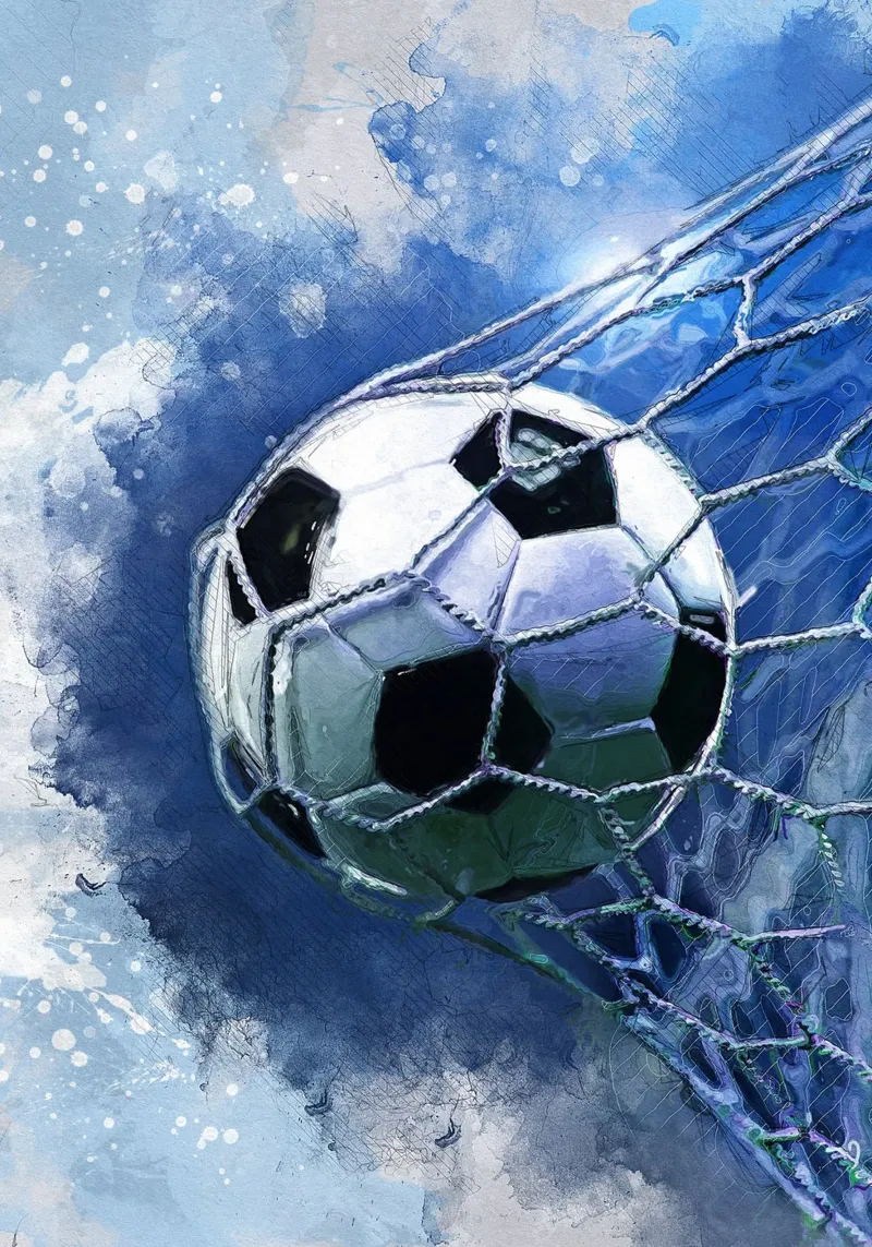 Pallone da calcio Calcio sport art 5 poster con telaio in plastica da Justyna Jaszke JBJart