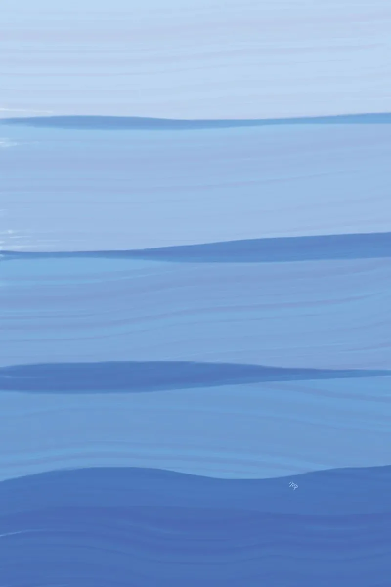 Sommer Erinnerungen blau abstrakte Farbe Linien Leinwand mit Schattenfugenrahmen von Martina
