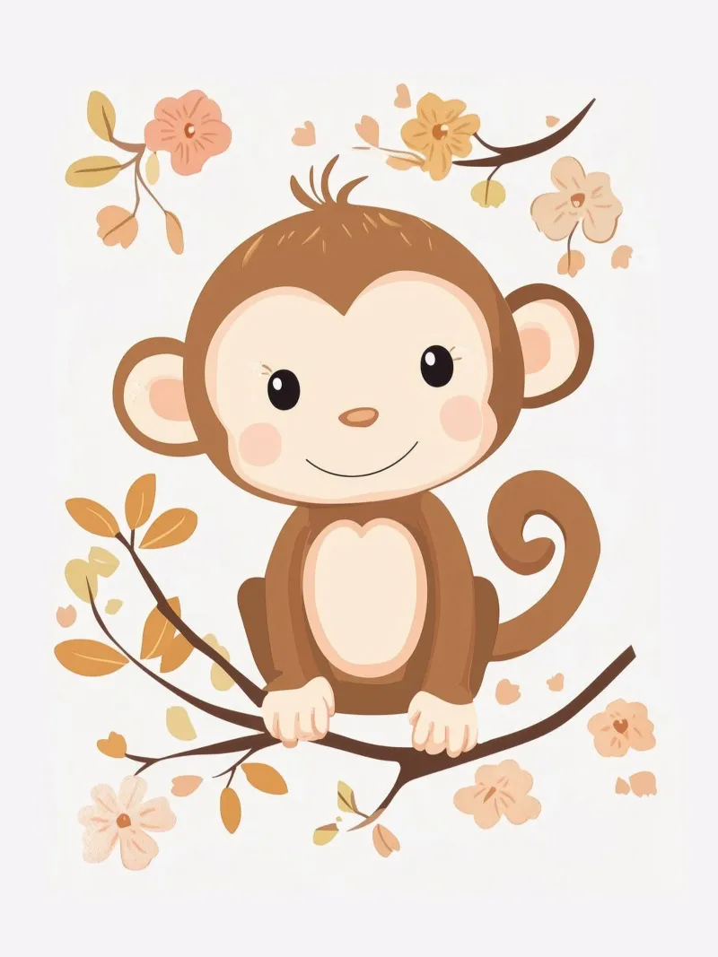 Scimmia capricciosa poster con telaio in legno da Happy Littles