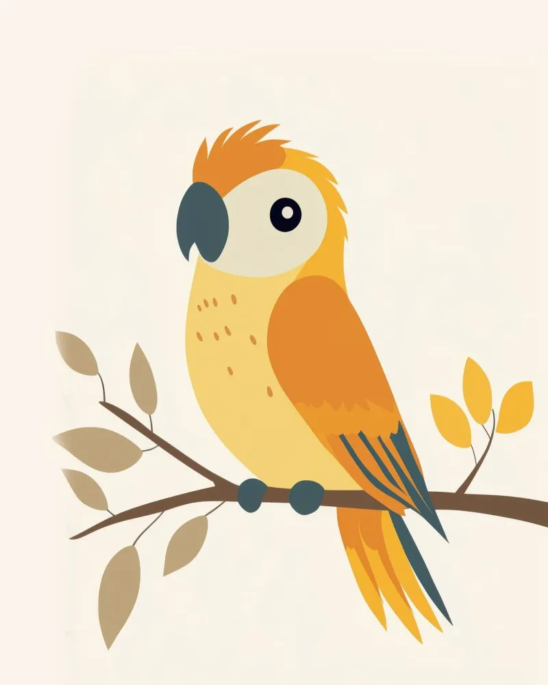 Pappagallo stravagante poster con telaio in alluminio da Happy Littles