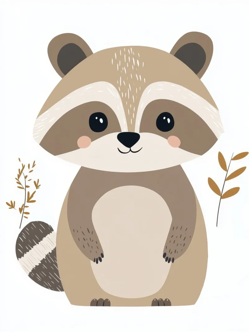 Whimsical Raccoon canvas with Floater frame by Happy Littles
