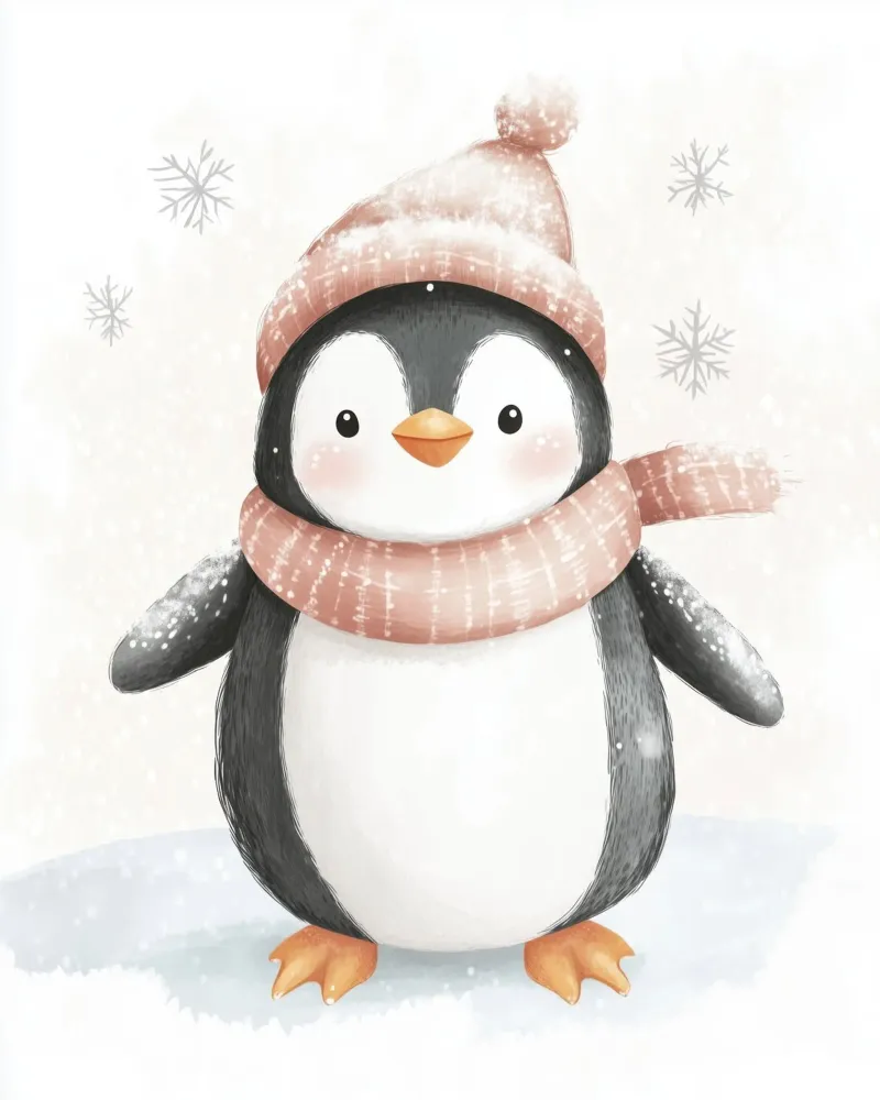 Whimsical Penguin canvas with Floater frame by Happy Littles