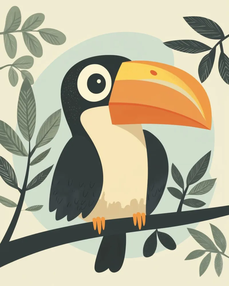 Tucano stravagante poster con telaio in legno da Happy Littles