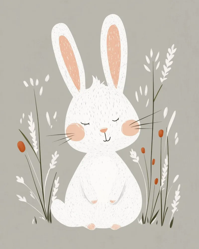 Coniglietto stravagante poster con telaio in legno da Happy Littles