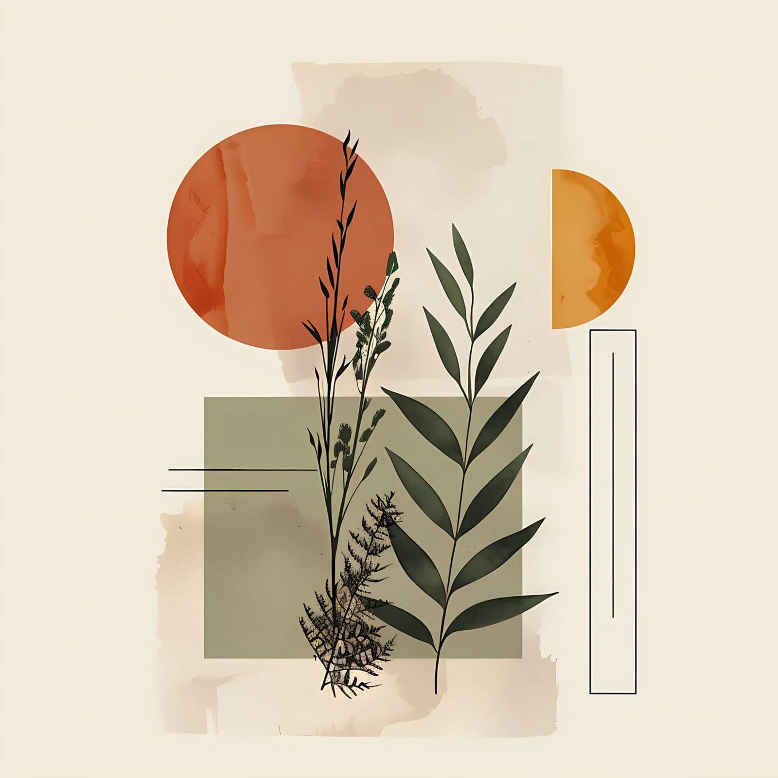 Geometrical elements with botanical composition poster by LaylaOzHome