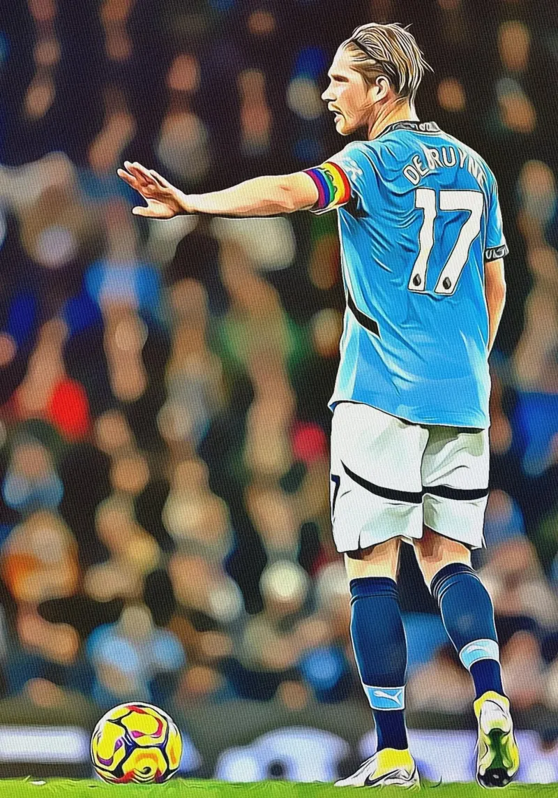 Kevin De Bruyne Maglia Manchester City Azione Pose tela con Cornice a cassetta da ArdanART