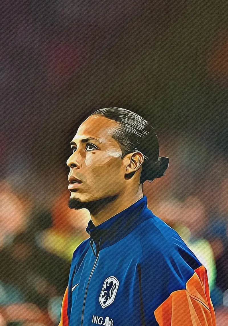 Virgil van Dijk Netherlands Training Jacket Portrait canvas with Floater frame by ArdanART