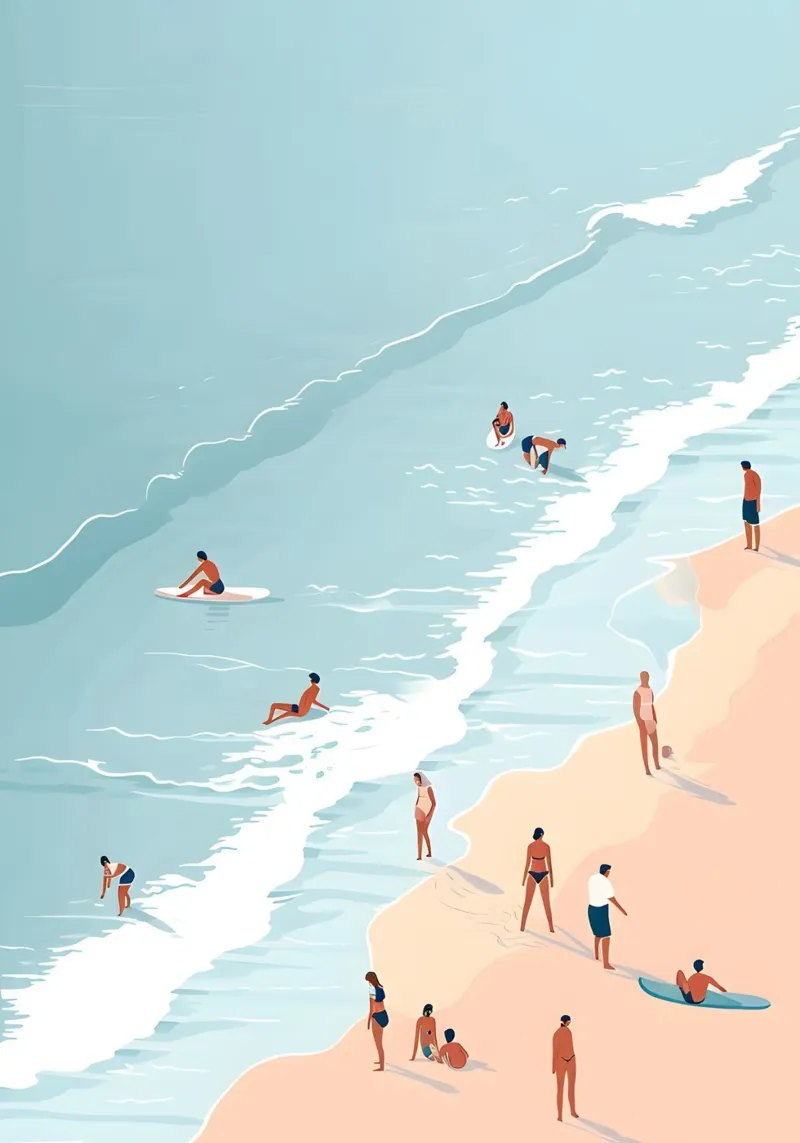 Scena aerea sulla spiaggia, arte costiera a pastello tela con Cornice a cassetta da dawnthesea