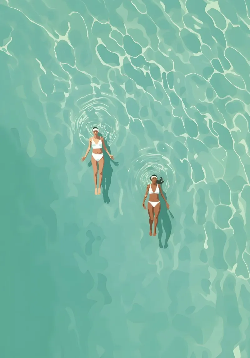 Floating Swimmers, Minimalist Pool Art canvas with Floater frame by dawnthesea