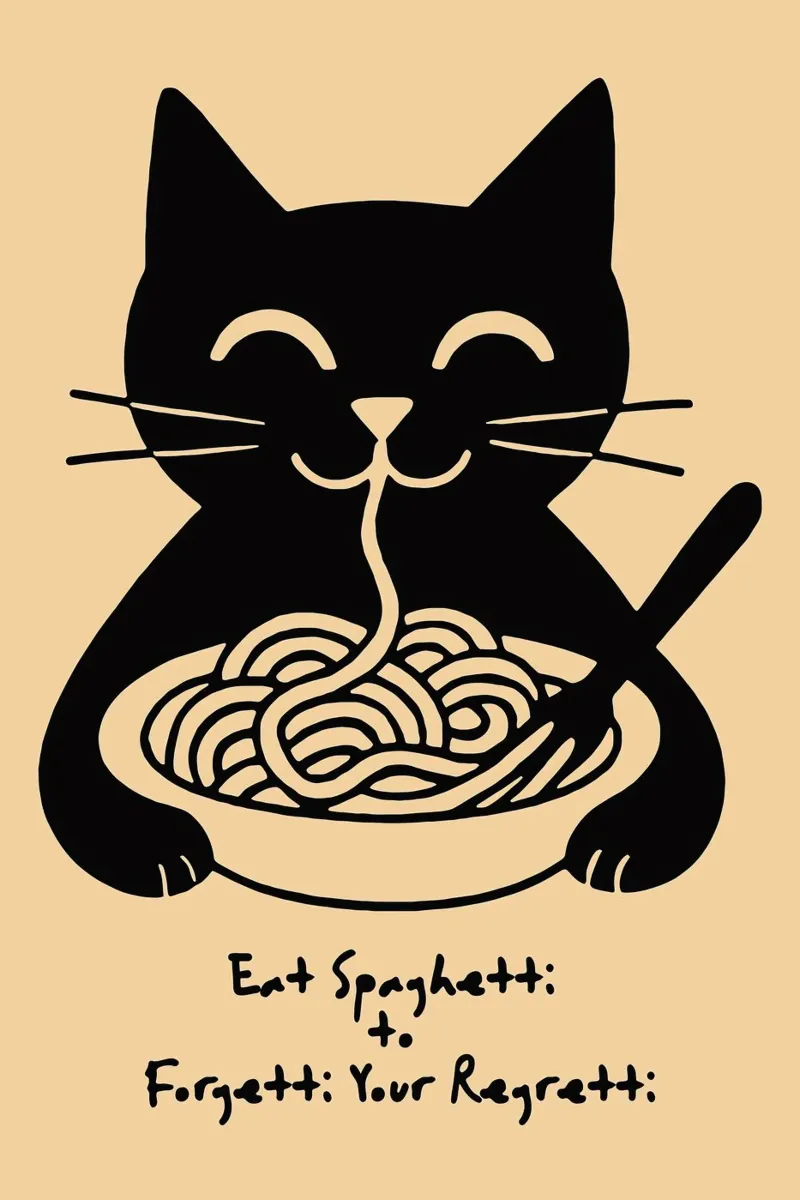 Eet Spaghetti om je spijt te vergeten canvas met Baklijst van Arjun
