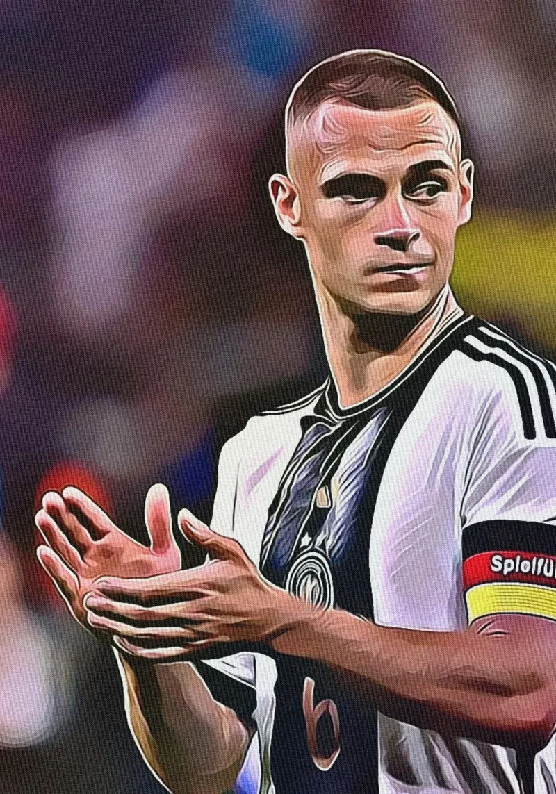 Joshua Kimmich klapt Duits nationaal elftal poster poster met aluminium frame van ArdanART