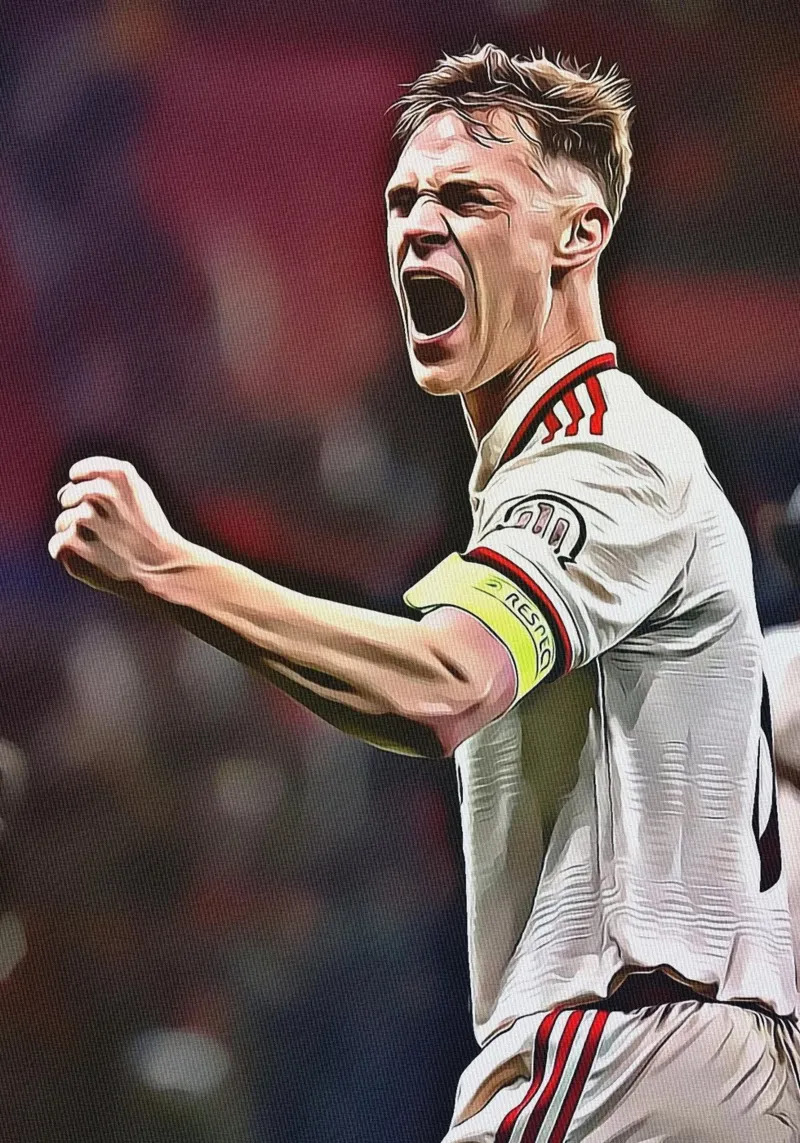 Joshua Kimmich celebrazione ruggente Nazionale tedesca Post poster con telaio in alluminio da ArdanART