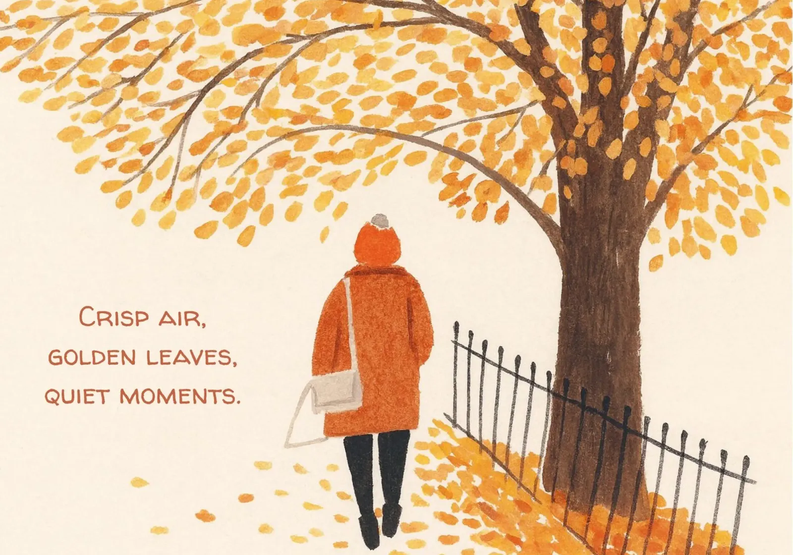 Rustige herfstwandeling - Gezellige seizoensgebonden kunstdruk canvas met Baklijst van vintagepod