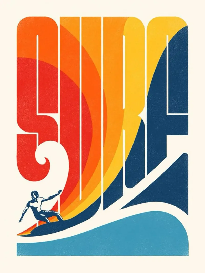 De surfer canvas met Baklijst van withandname