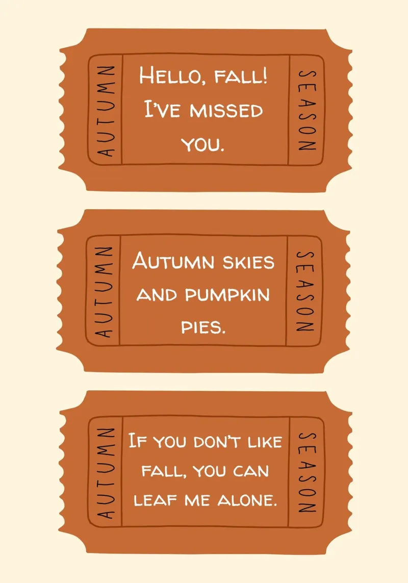 Funny Autumn Ticket Quotes - Set of Three canvas with Floater frame by vintagepod