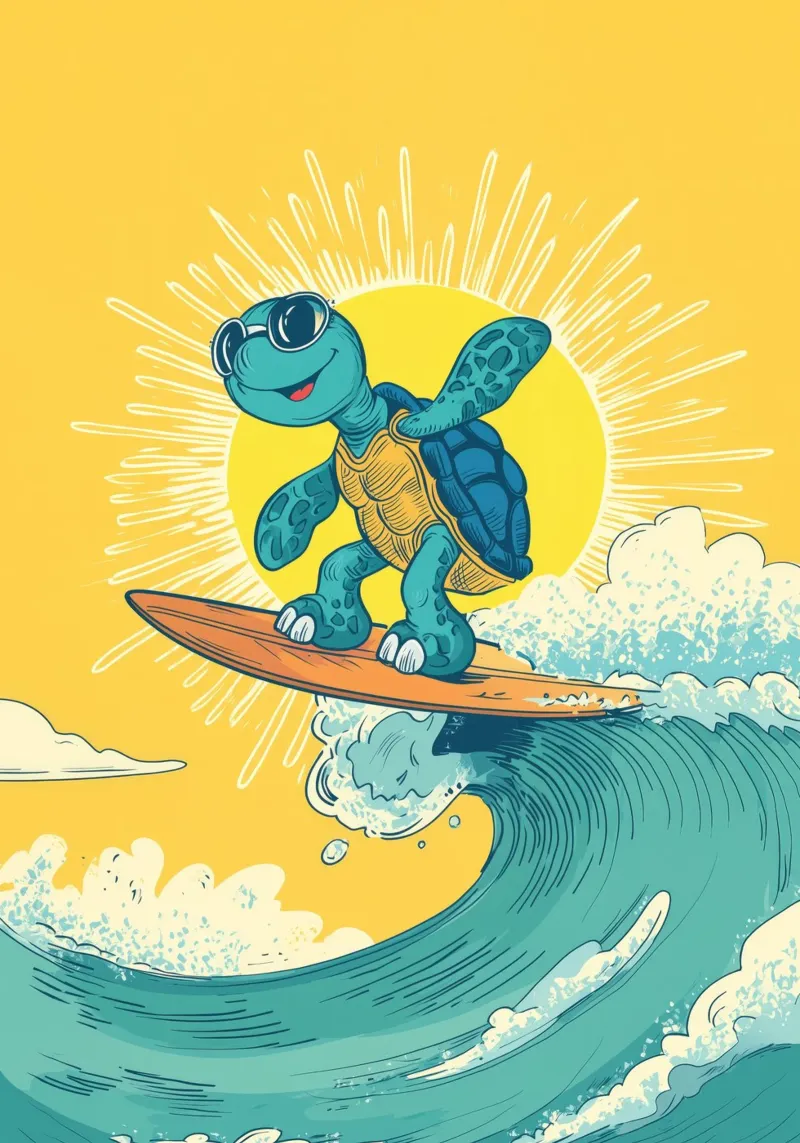 Turtle on the Waves Leinwand mit Schattenfugenrahmen von Kiara