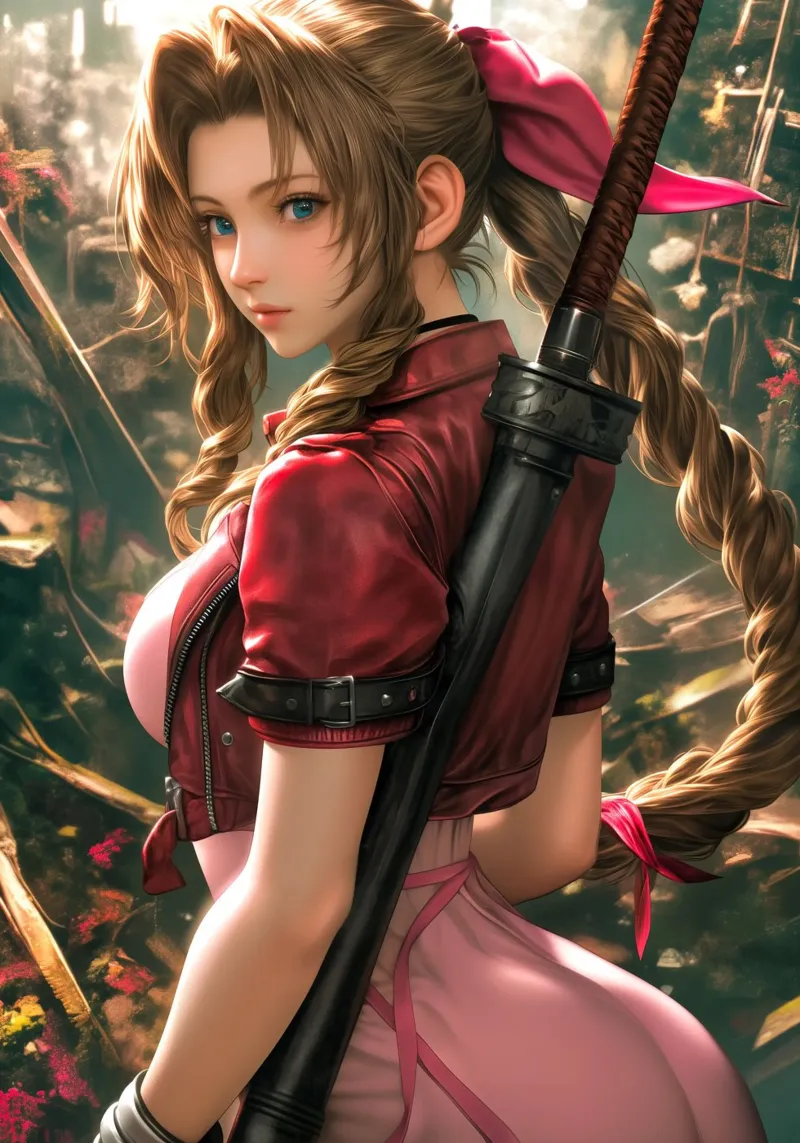 Aerith Final Fantasy canvas met Baklijst van Stellar Creative