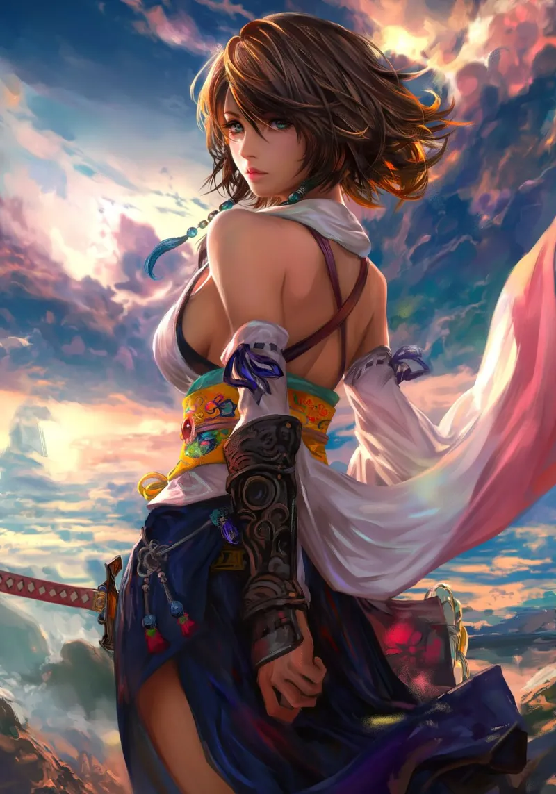 Yuna Final Fantasy X canvas met Baklijst van Stellar Creative