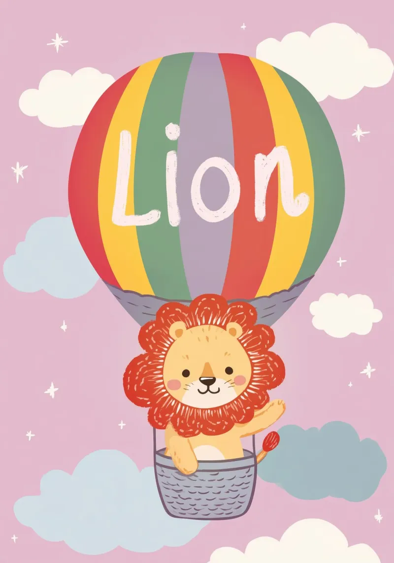 Lion’s Big Adventure poster con telaio in plastica da Kiara