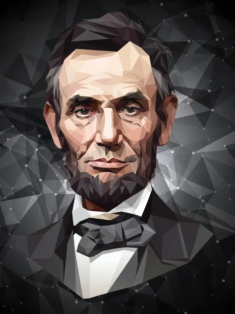 Abraham Lincoln Lowpoly lienzo con Marco flotante de Low Profile