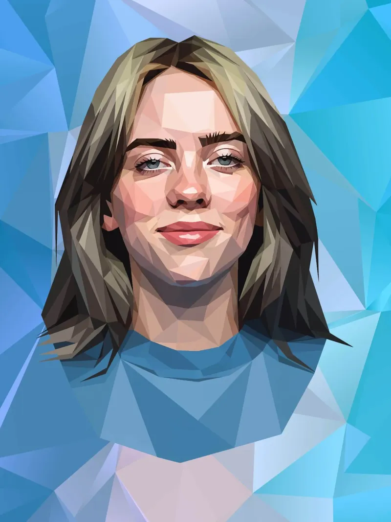 Billie Eilish Lowpoly tela con Cornice a cassetta da Low Profile
