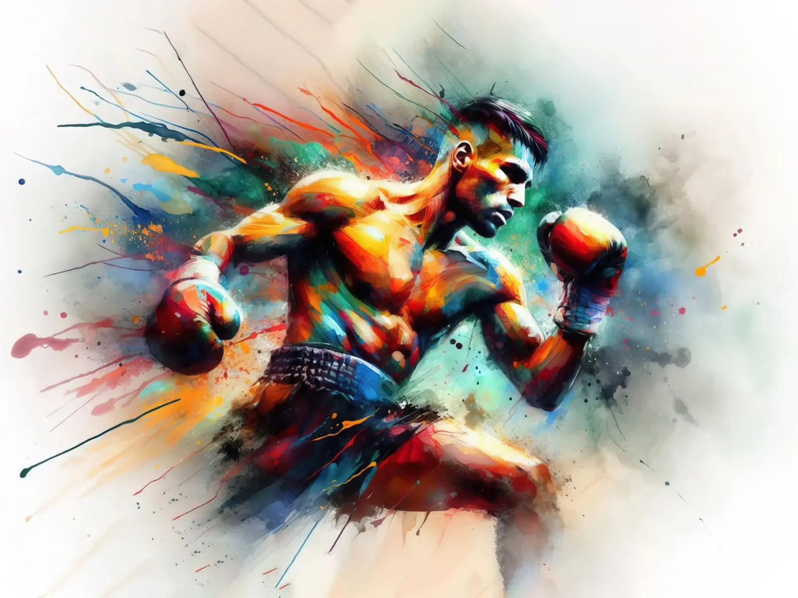 Kleurrijke boxer in actie canvas met Baklijst van 🥝 KIWI STORE