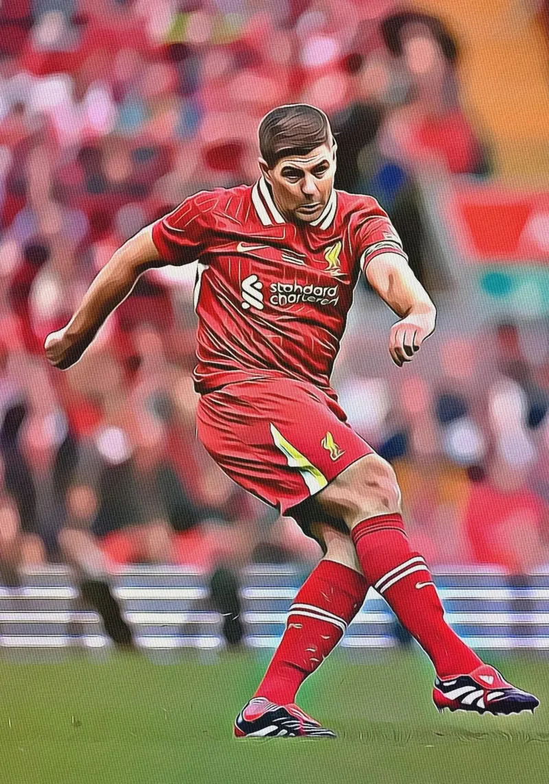 Poster di Steven Gerrard per il Liverpool in posa d'effetto tela con Cornice a cassetta da ArdanART