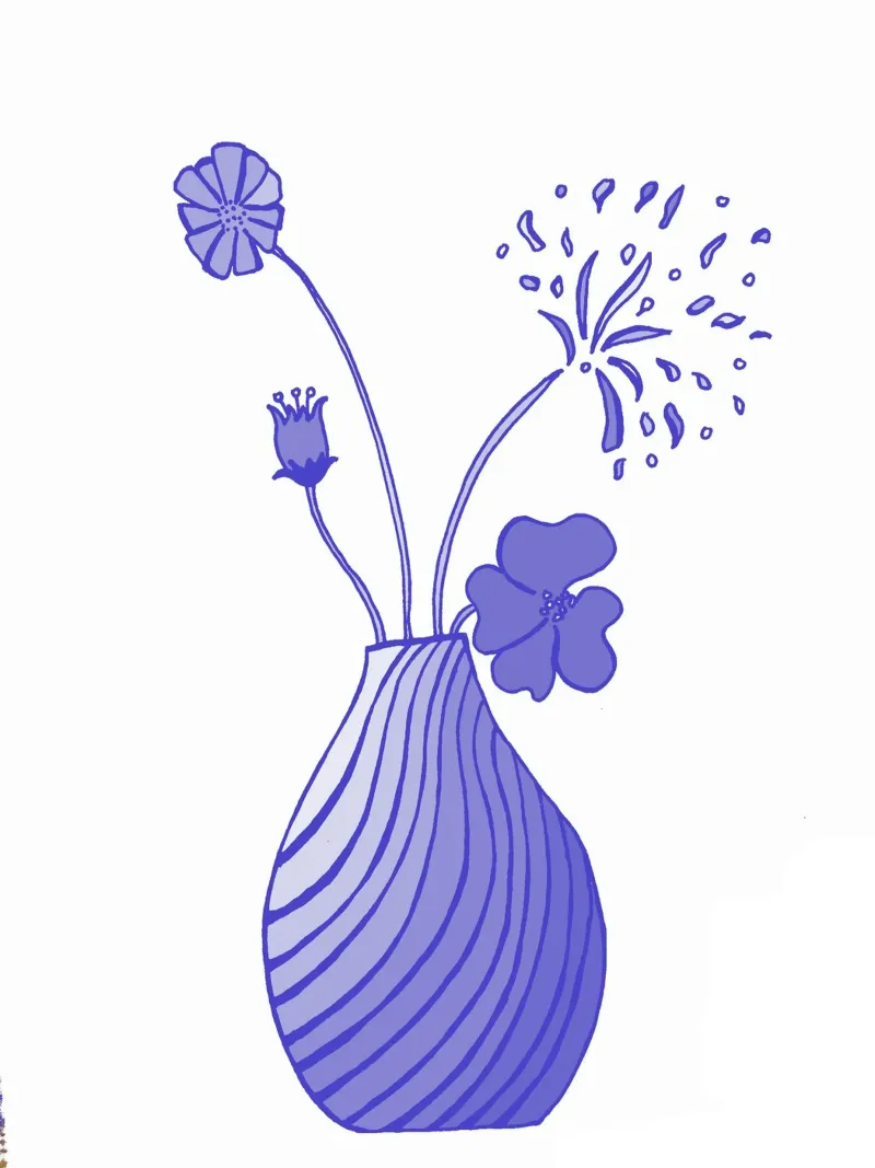 Segreto blu - Fiori poster con telaio in alluminio da PaperLine Art