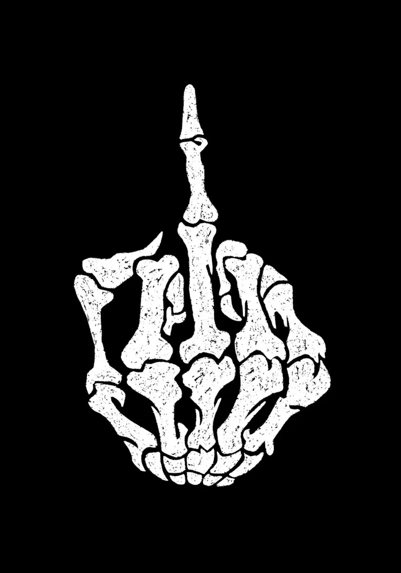 Skeleton Middle Finger Leinwand mit Schattenfugenrahmen von nabakumov
