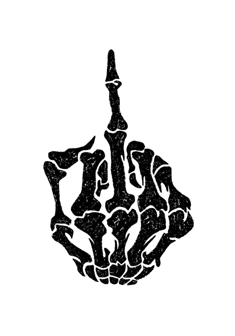 Skeleton Middle Finger tela con Cornice a cassetta da nabakumov