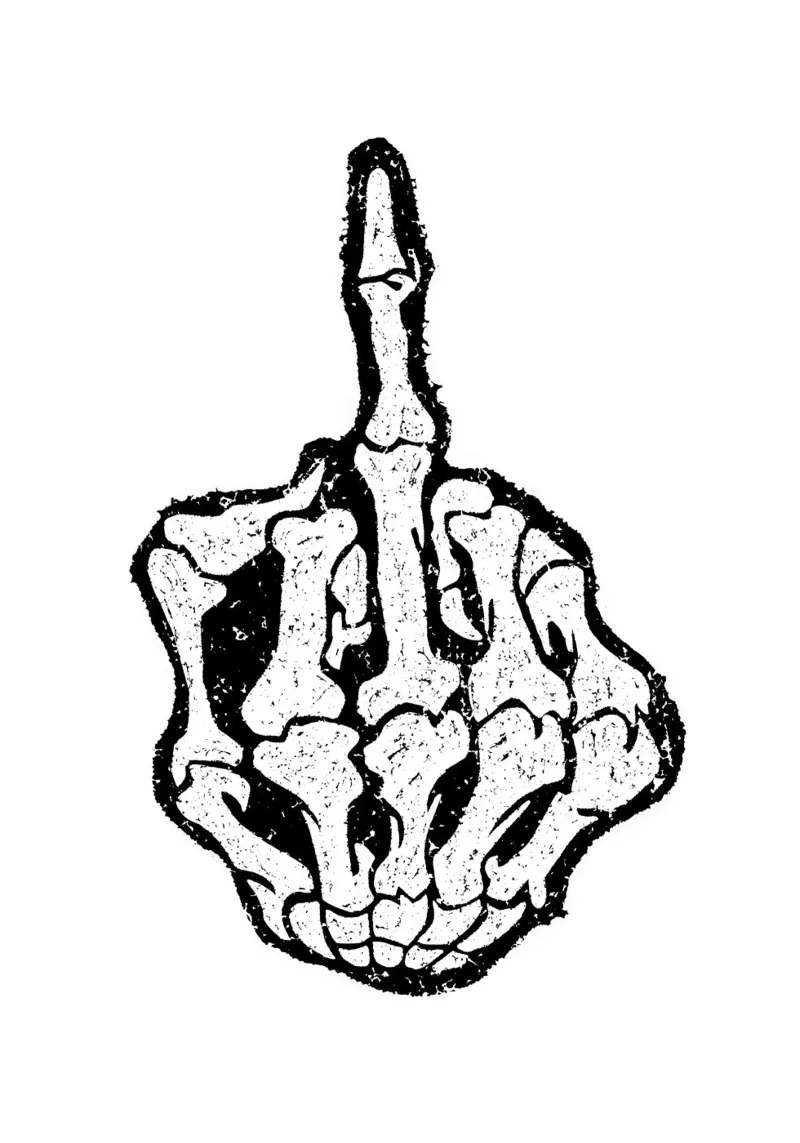 Skeleton Middle Finger tela con Cornice a cassetta da nabakumov