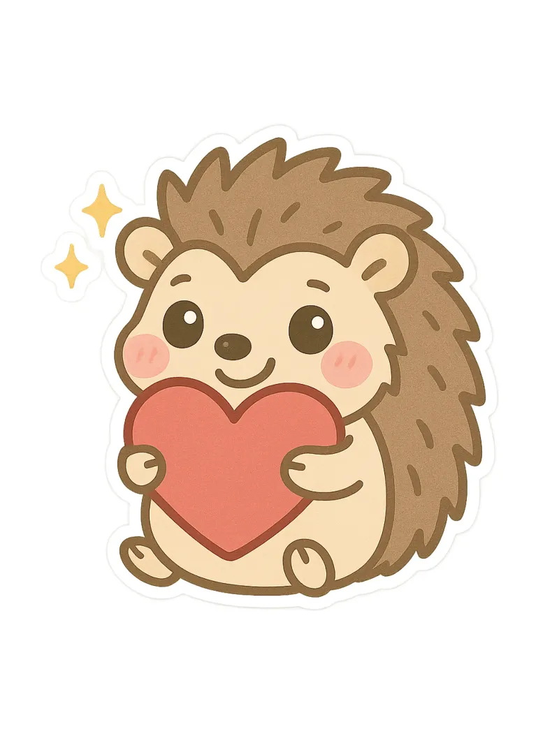 Kawaii Igel Sticker mit Herz - Liebe und Zärtlichkeit Leinwand mit Schattenfugenrahmen von So Cute Land - Affiches et posters