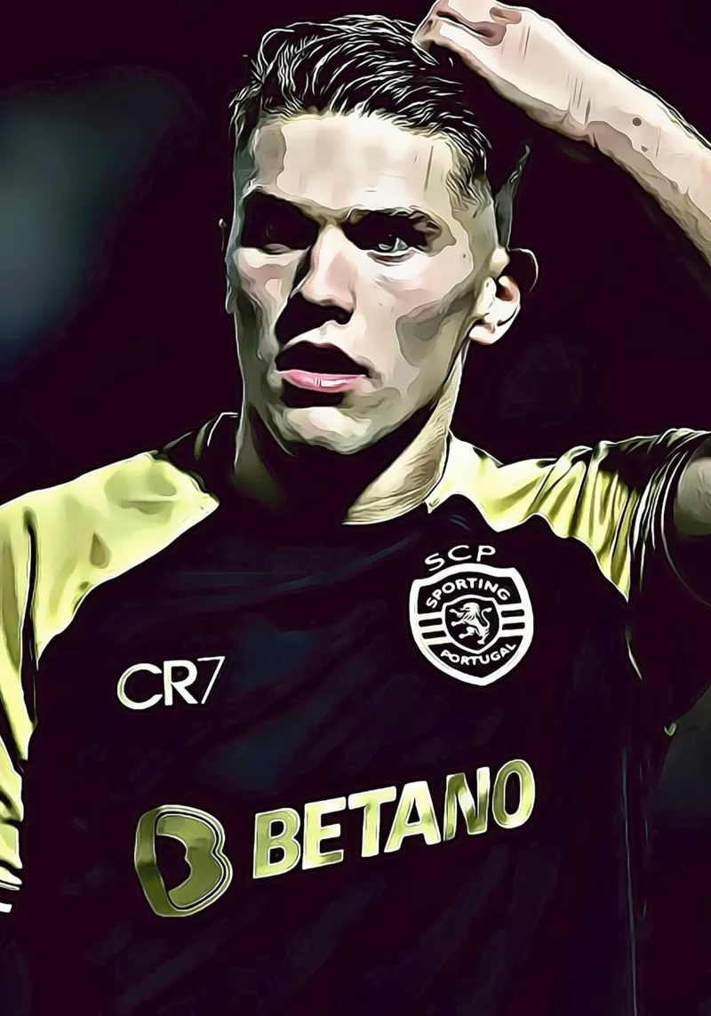 Gyökeres Sporting Lissabon zwart uitshirt Digitale Poster canvas met Baklijst van ArdanART