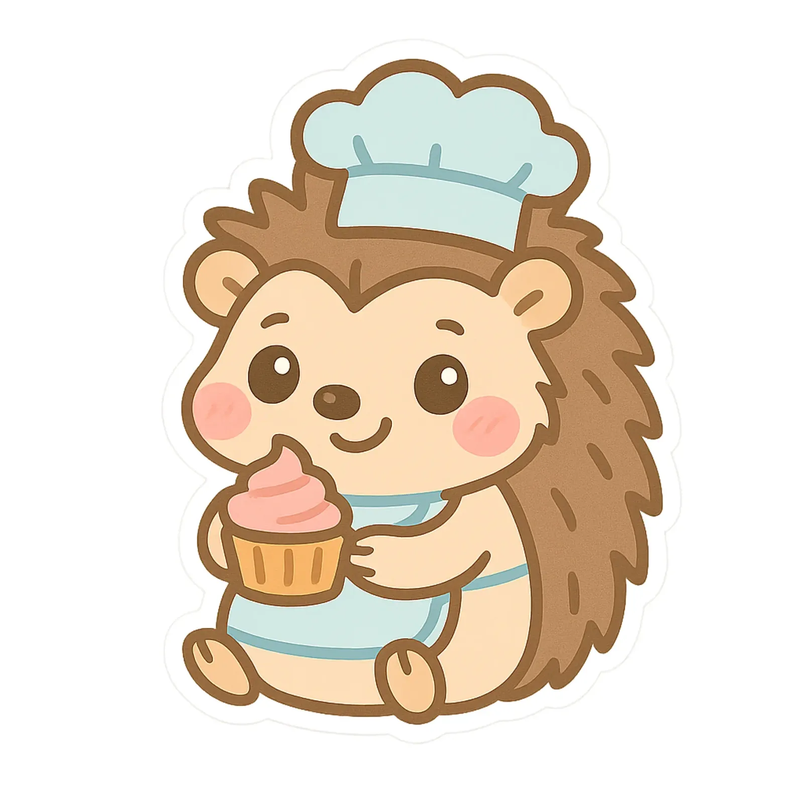 Kawaii Pâtissier Igel Sticker - Gourmand & Cignon Leinwand mit Schattenfugenrahmen von So Cute Land - Affiches et posters
