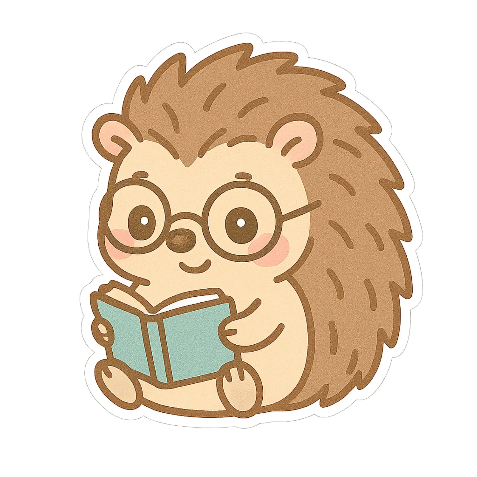 Sticker Hérisson Kawaii Chibi avec Livre – Adorable et Geek toile avec Caisse américaine de So Cute Land - Affiches et posters