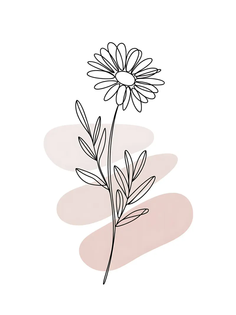 Margherita minimalista a linea continua tela con Cornice a cassetta da Plain Thoughts