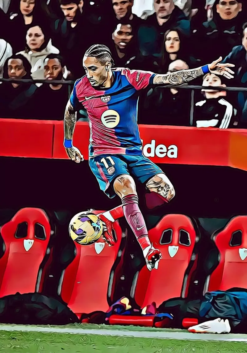 Poster d'azione Raphinha Barcelona Dribbling poster da ArdanART