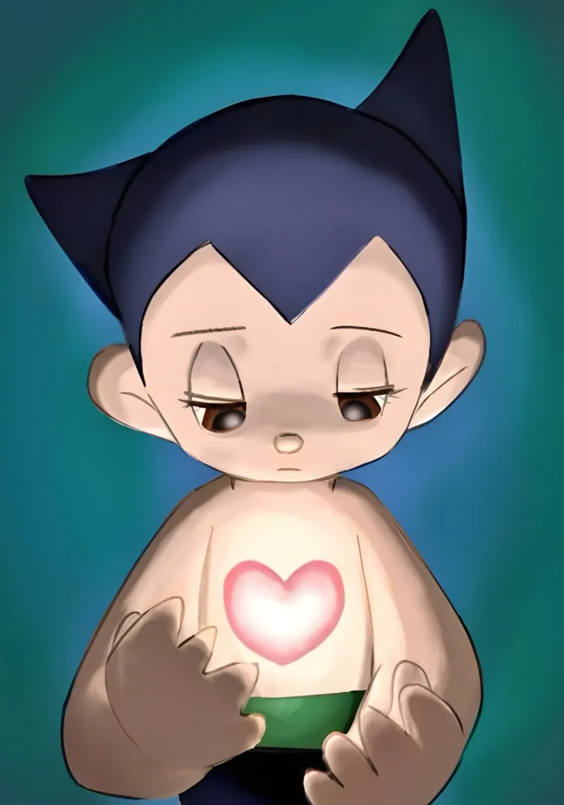 Astro boy heart poster con telaio in legno da Low poly art