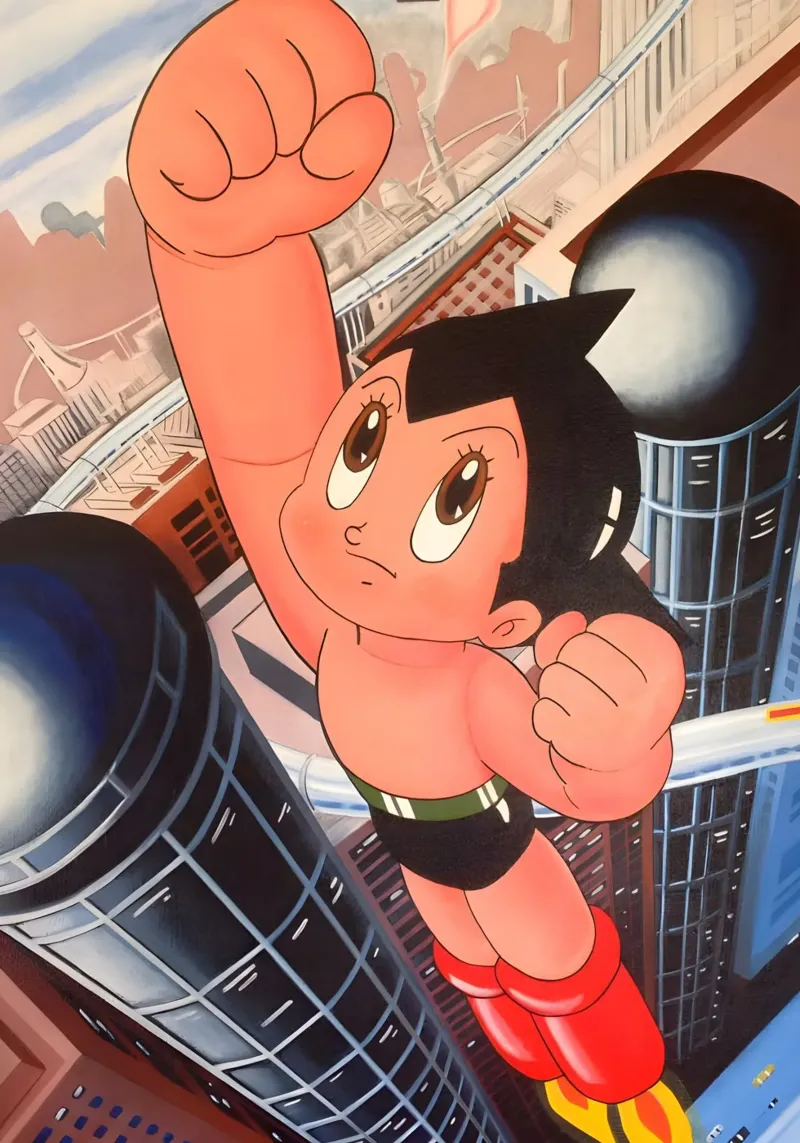 Asto boy flying poster con telaio in legno da Low poly art